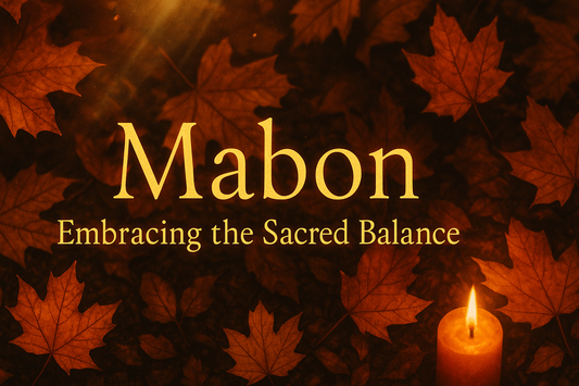Mabon autumn equinox celebration with golden leaves and mystical atmosphere